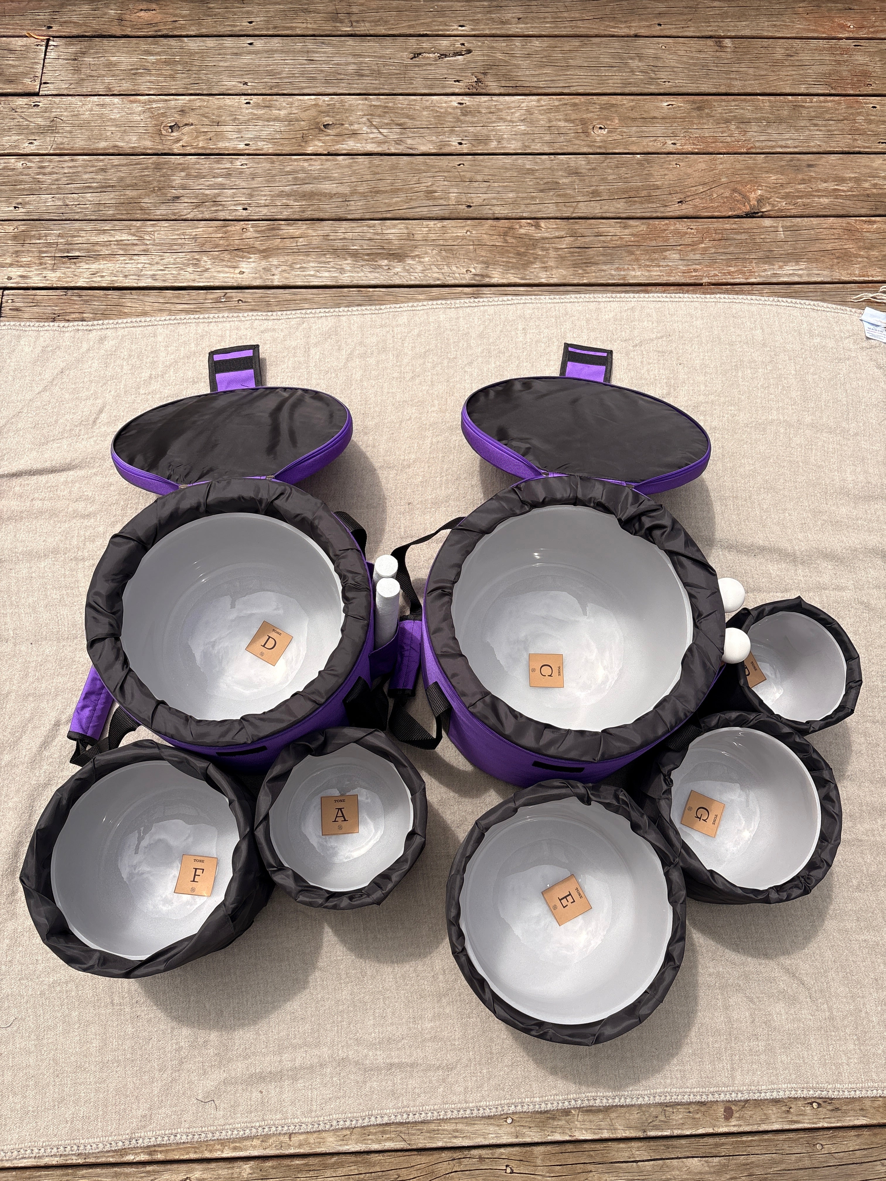 Crystal Singing Bowls with carry cases